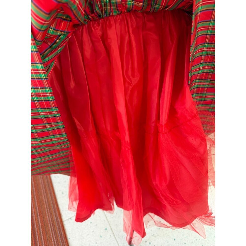 Vintage Plaid Taffeta Skirt Womens Size Small Crinoline Red High Waisted Holiday - Picture 6 of 14